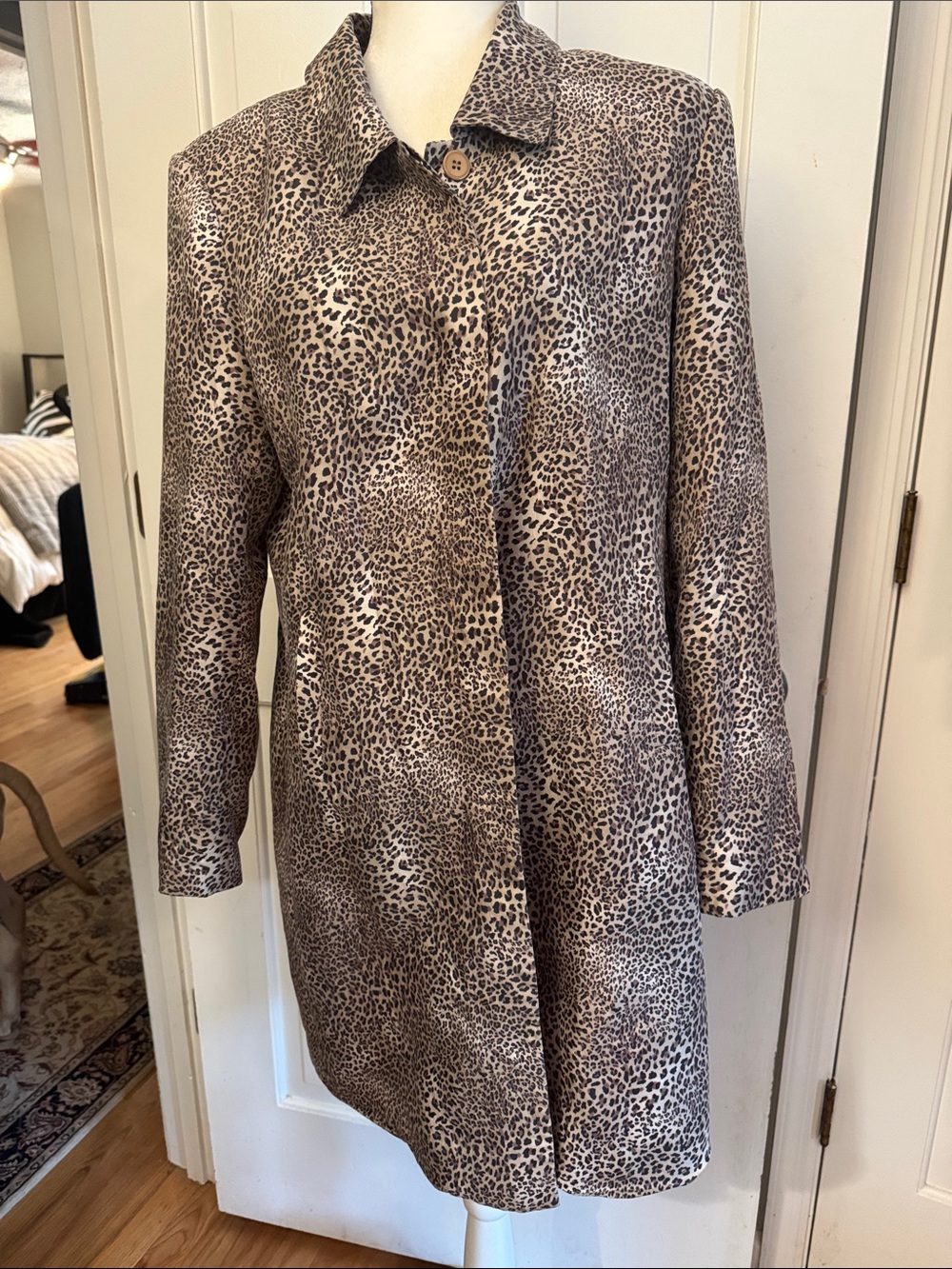 Studio Leopard Print Trench Coat in Tan and Brown